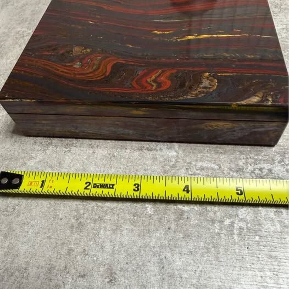 Italian Tiger Iron Stone Jewelry Box – Handcrafted Natural Gemstone Box